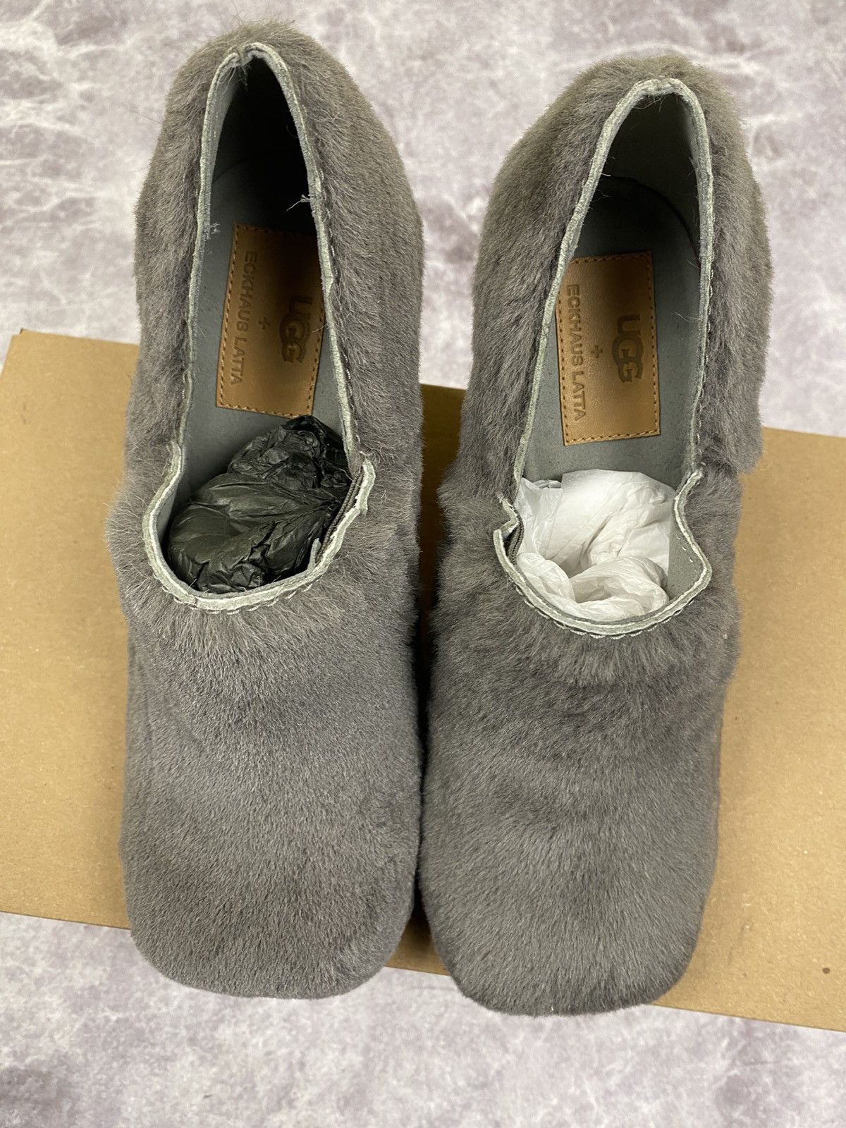 Eckhaus Latta Ugg x Eckhaus Latta Grey Fur Cone Heels Mules Size US 7 / IT 37 - 2 Thumbnail