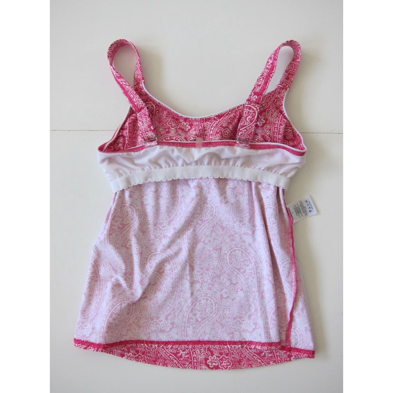 Lands' End VINTAGE Lands End Pink White Floral Built In Bra Tankini Swim Top Women Size 4 Size S / US 4 / IT 40 - 5 Thumbnail