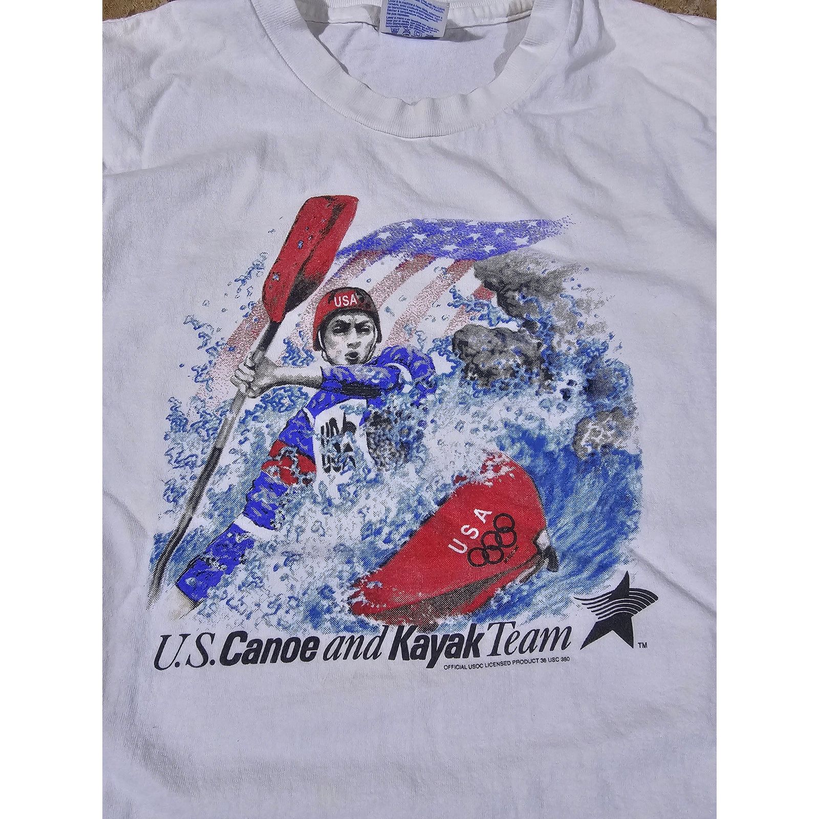 Hanes Olympics Canoe Kayak Team Summer Games 1996 White T-shirt M Size US M / EU 48-50 / 2 - 6 Thumbnail