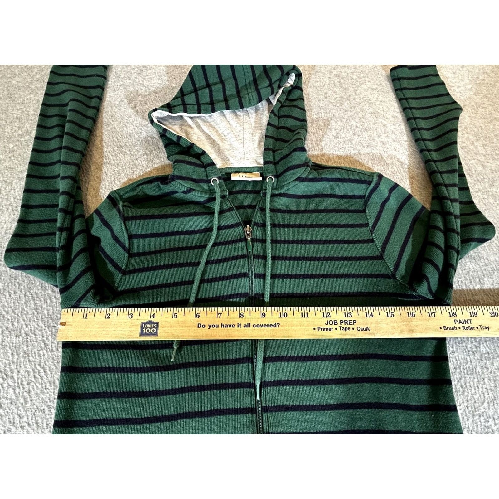 Vintage LL Bean Womens Small Green Striped Knit Sweater Hooded Full Zip Pockets Casual Size S / US 4 / IT 40 - 2 Thumbnail