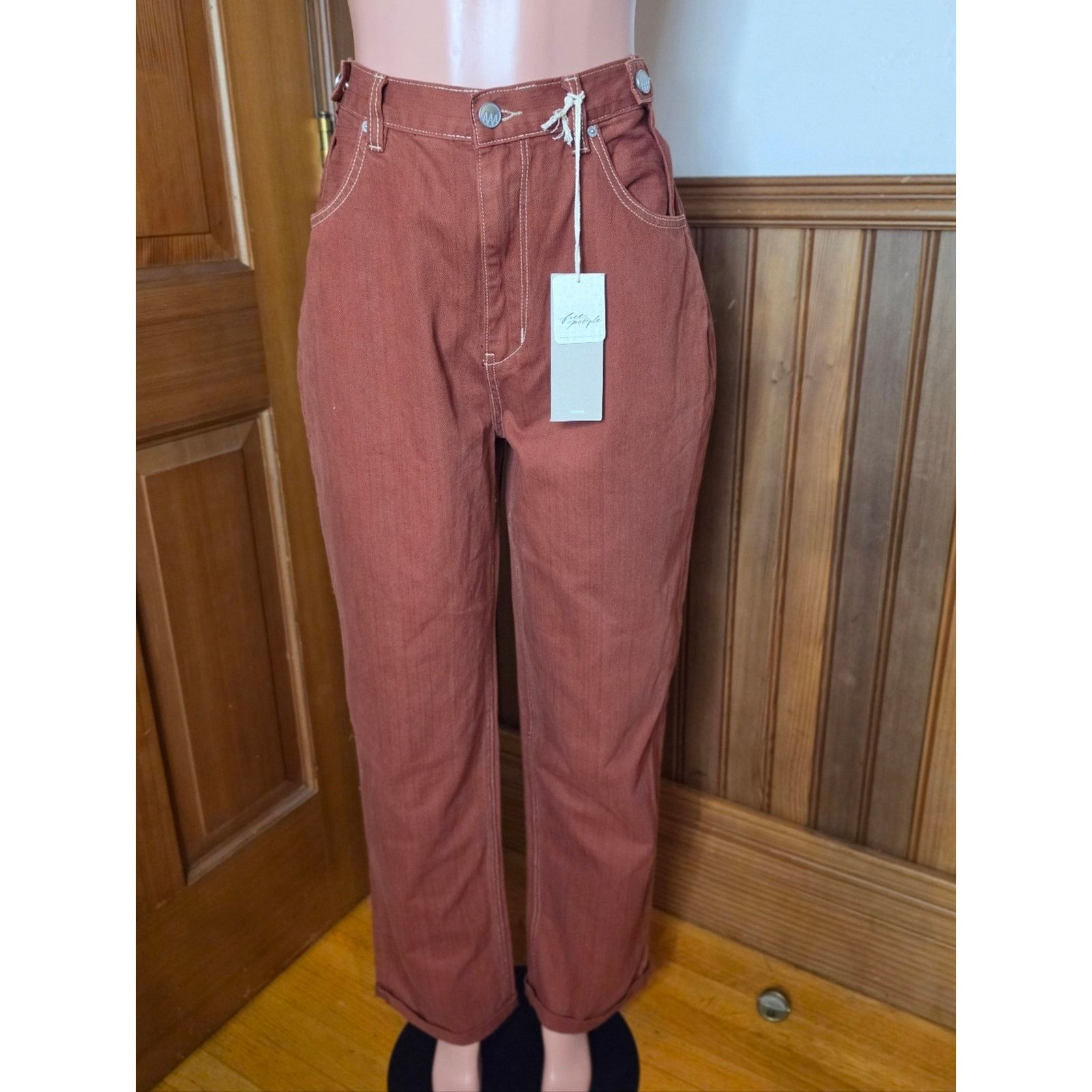 Free People NWT Free People ZGY HI & LOOSE Rust Orange Jeans 30 Size 30" / US 8 / IT 44 - 7 Thumbnail