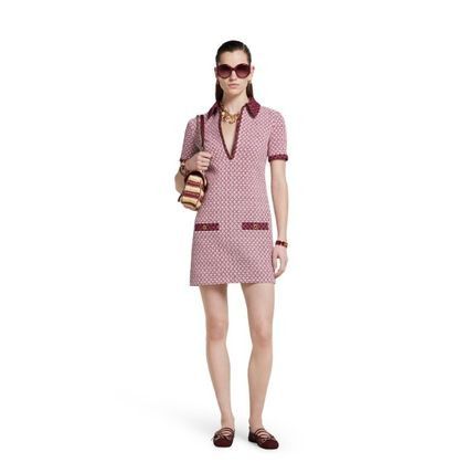 Gucci o1loc1c0226 826532 Diamond Cotton Boucle Dress in Pink Size XS / US 0-2 / IT 36-38 - 6 Thumbnail