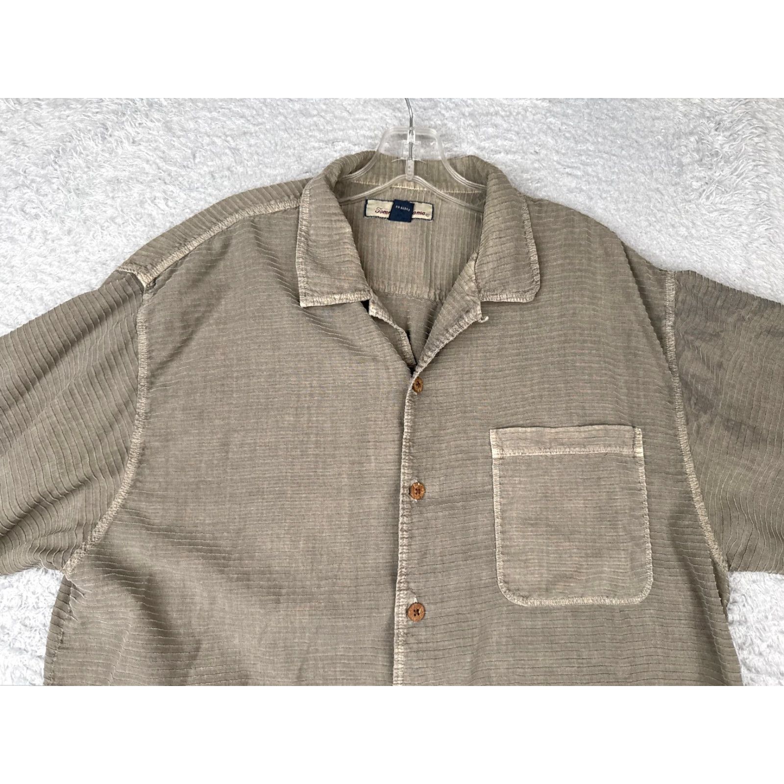 Tommy Bahama Tommy Bahama Shirt Men Medium Gray Silk Blend Hawaiian Wood Button Up READ Size US M / EU 48-50 / 2 - 4 Thumbnail