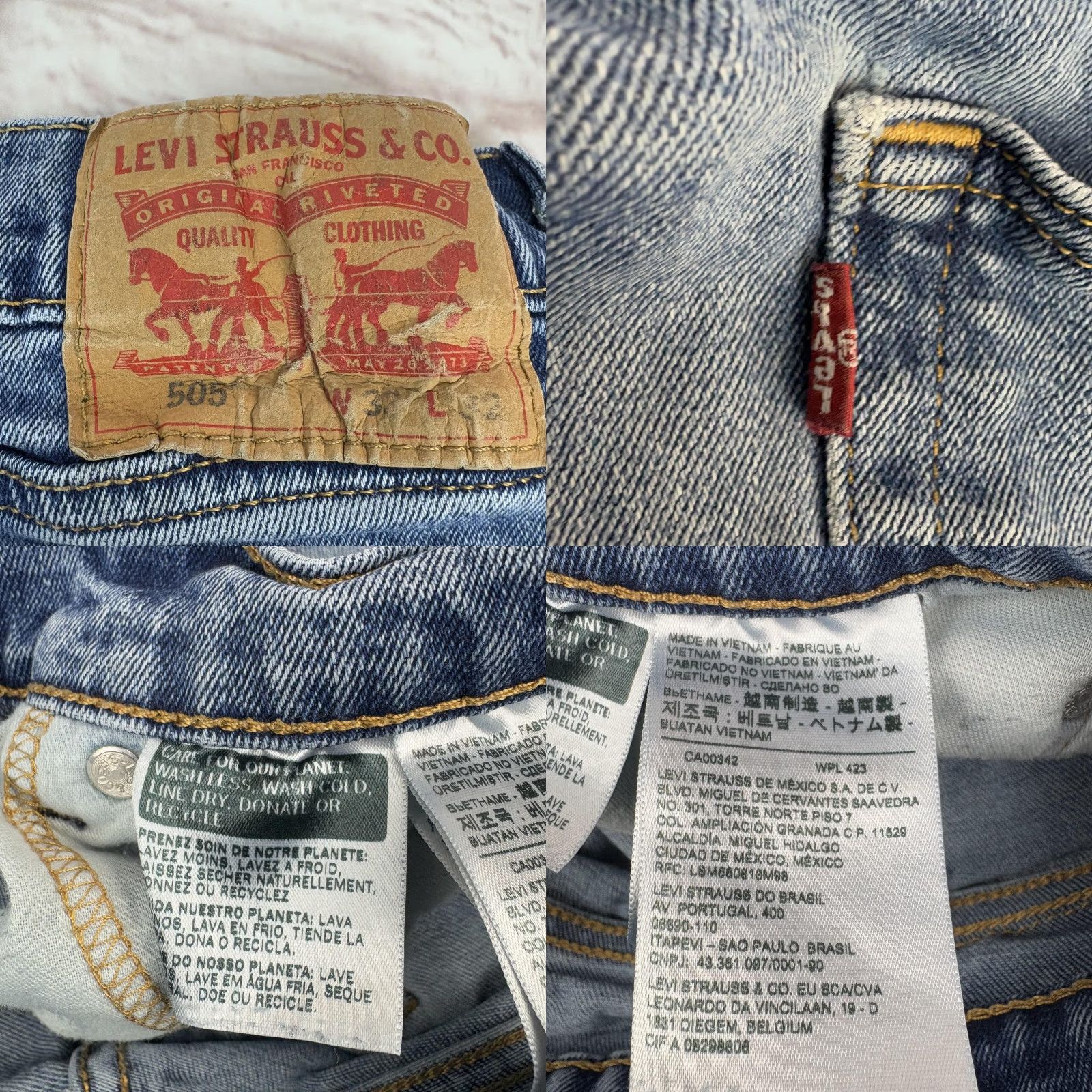 Levi's Levi's 505 Jeans Mens Regular Straight 32x30 Medium Blue Denim Size US 32 / EU 48 - 8 Thumbnail