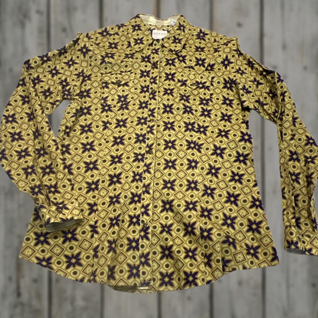 Roper Roper Pearl Snap Shirt Women Large Western Geometric Cowgirl Southwest Diamond Multicolor Button-Up Regular Cotton Shirt Size L / US 10 / IT 46 - 1 Thumbnail