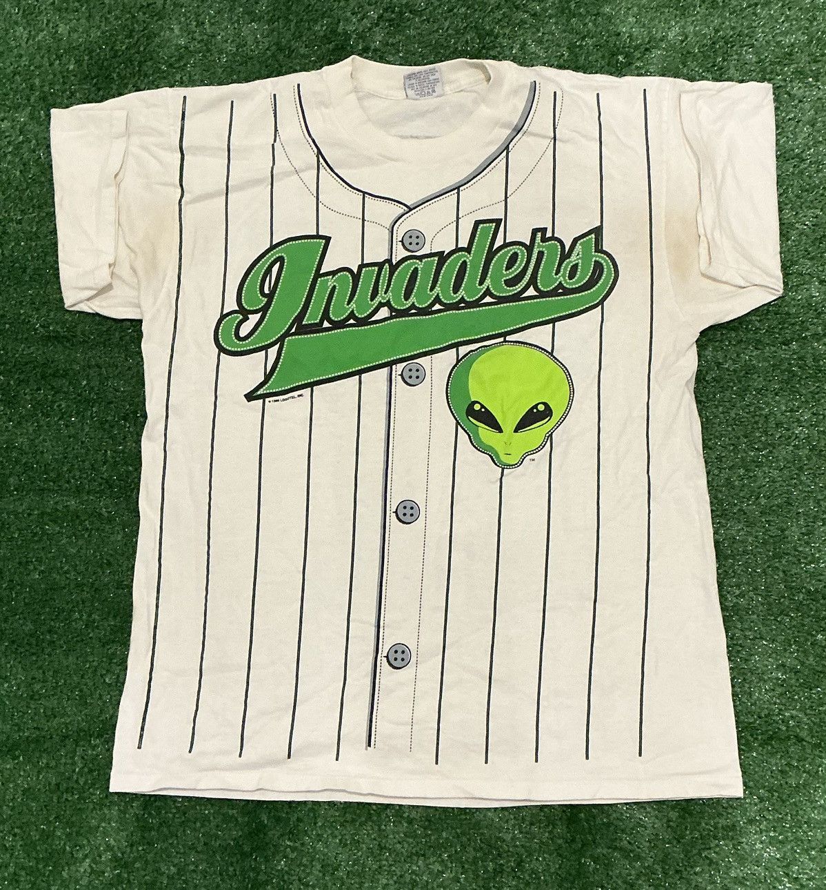 Vintage 1996 LogoTel Alien Invaders Baseball Jersey Shirt Size XL Size US XL / EU 56 / 4 - 1 Thumbnail