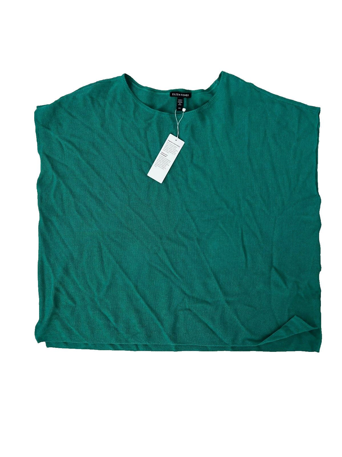Eileen Fisher Organic Linen Cotton Square Top Green ( L )