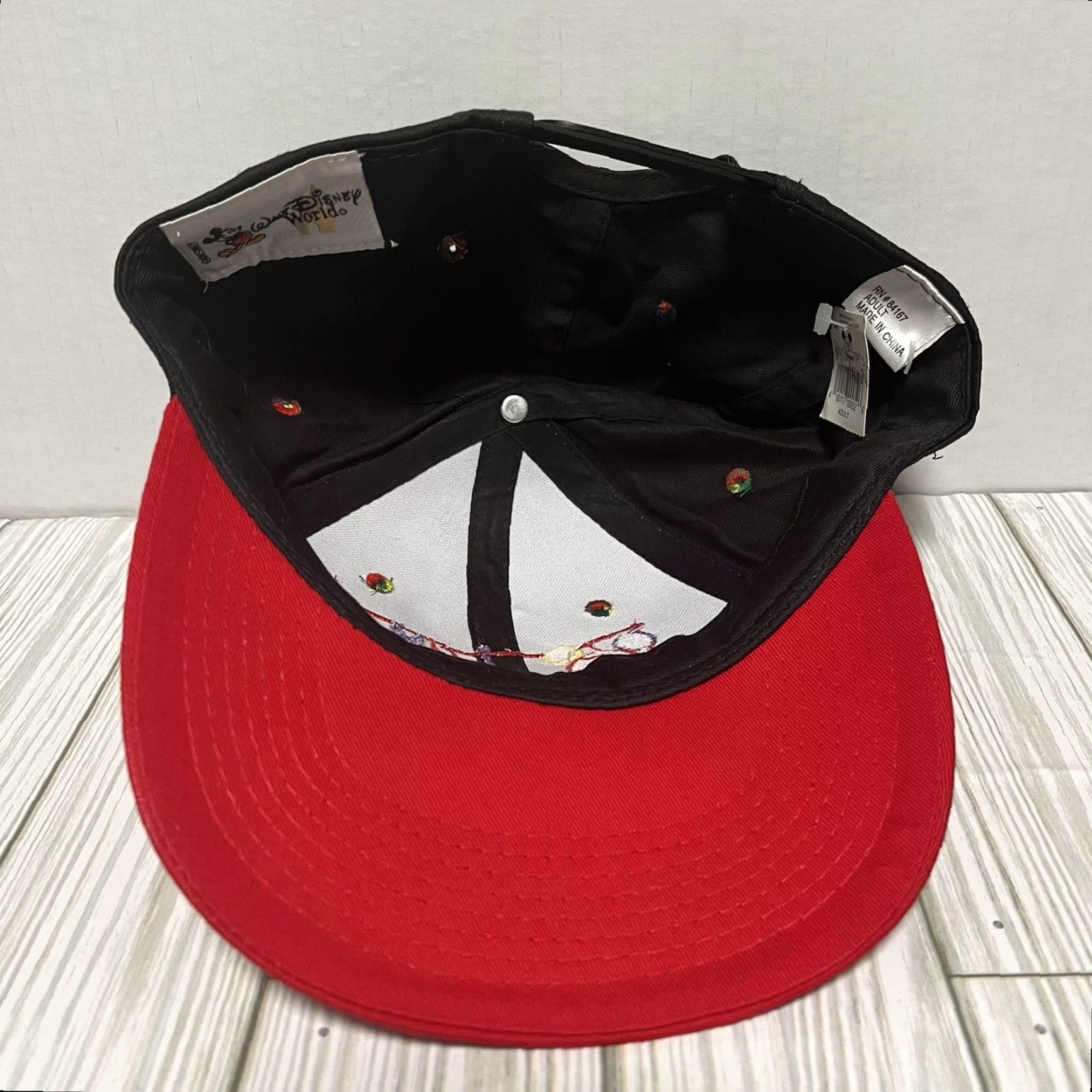 Disney VINTAGE Disney Hat Adult One Size Black I AM NEVER GROWING UP 90s Disney Snapback Mens Boys Size ONE SIZE - 7 Thumbnail