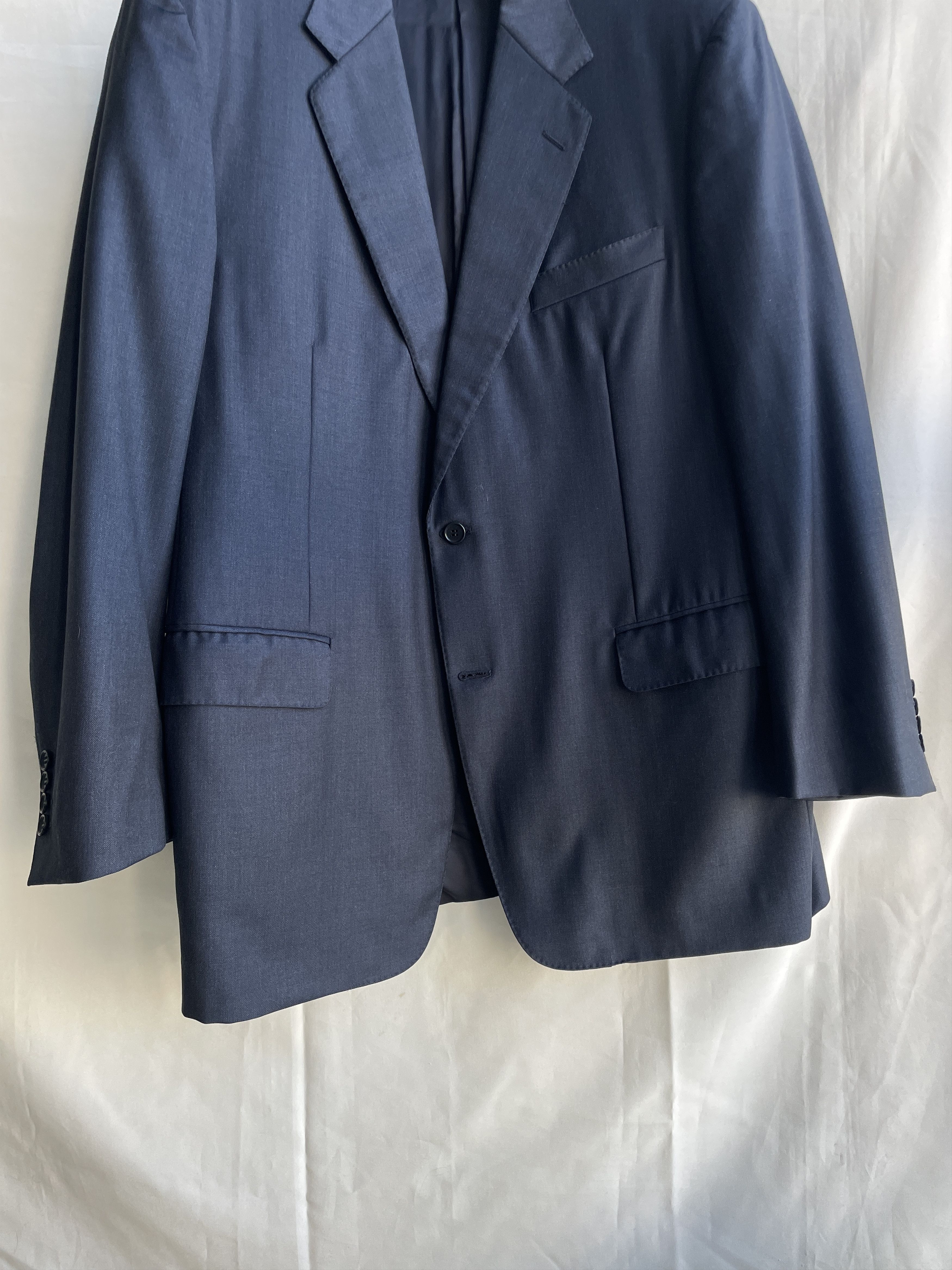 Canali Canali Solid Navy Wool Suit Jacket Blazer Size EUR 56R Size 46R - 5 Thumbnail
