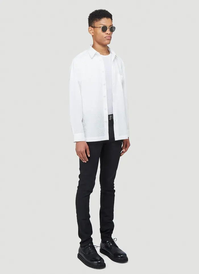 Saint Laurent Paris oc11z1225 527389 Skinny-Fit Jeans in Used Denim in Black Size US 33 - 2 Thumbnail