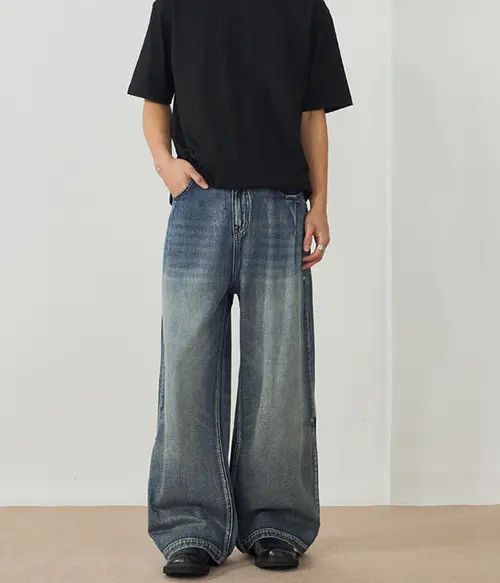 Hypebeast × Japanese Brand × Jean Pants Men's American retro loose distressed baggy jeans Size US 32 / EU 48 - 1 Thumbnail
