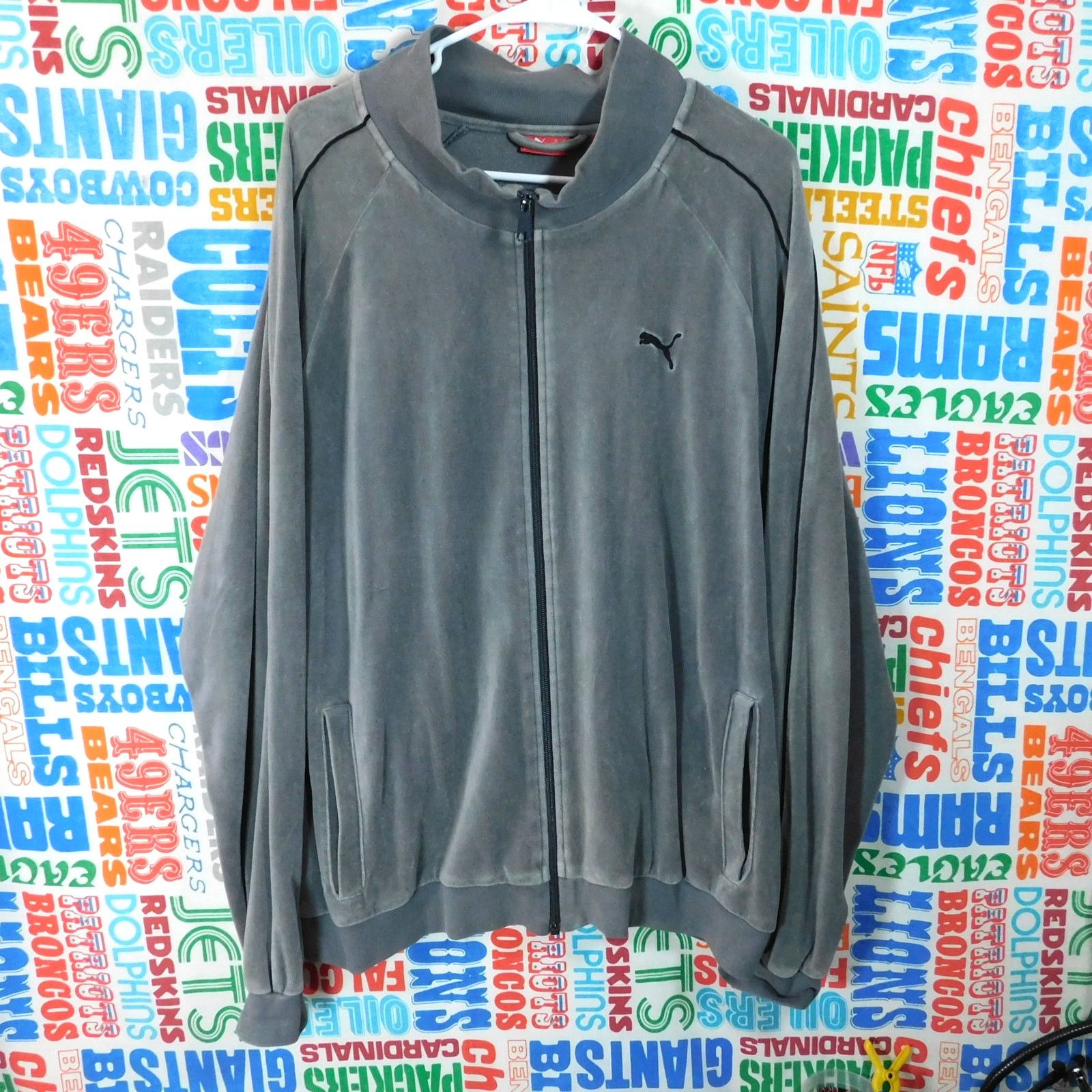 Puma Y2K Puma Velour Track Jacket Size XL Gray Black Full Zip Size US XL / EU 56 / 4 - 1 Thumbnail