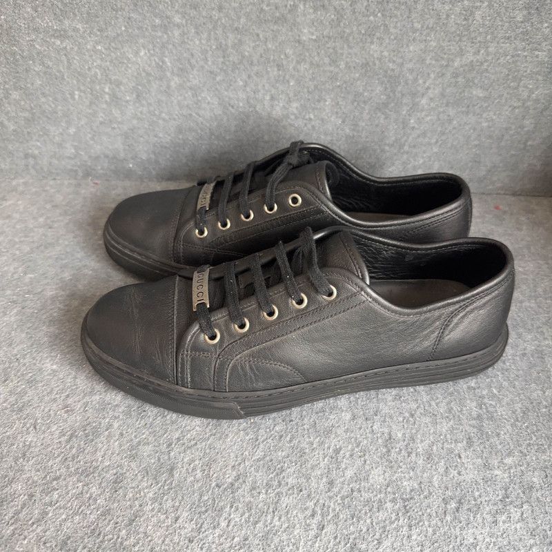 Gucci Black Leather Low-Top Sneakers