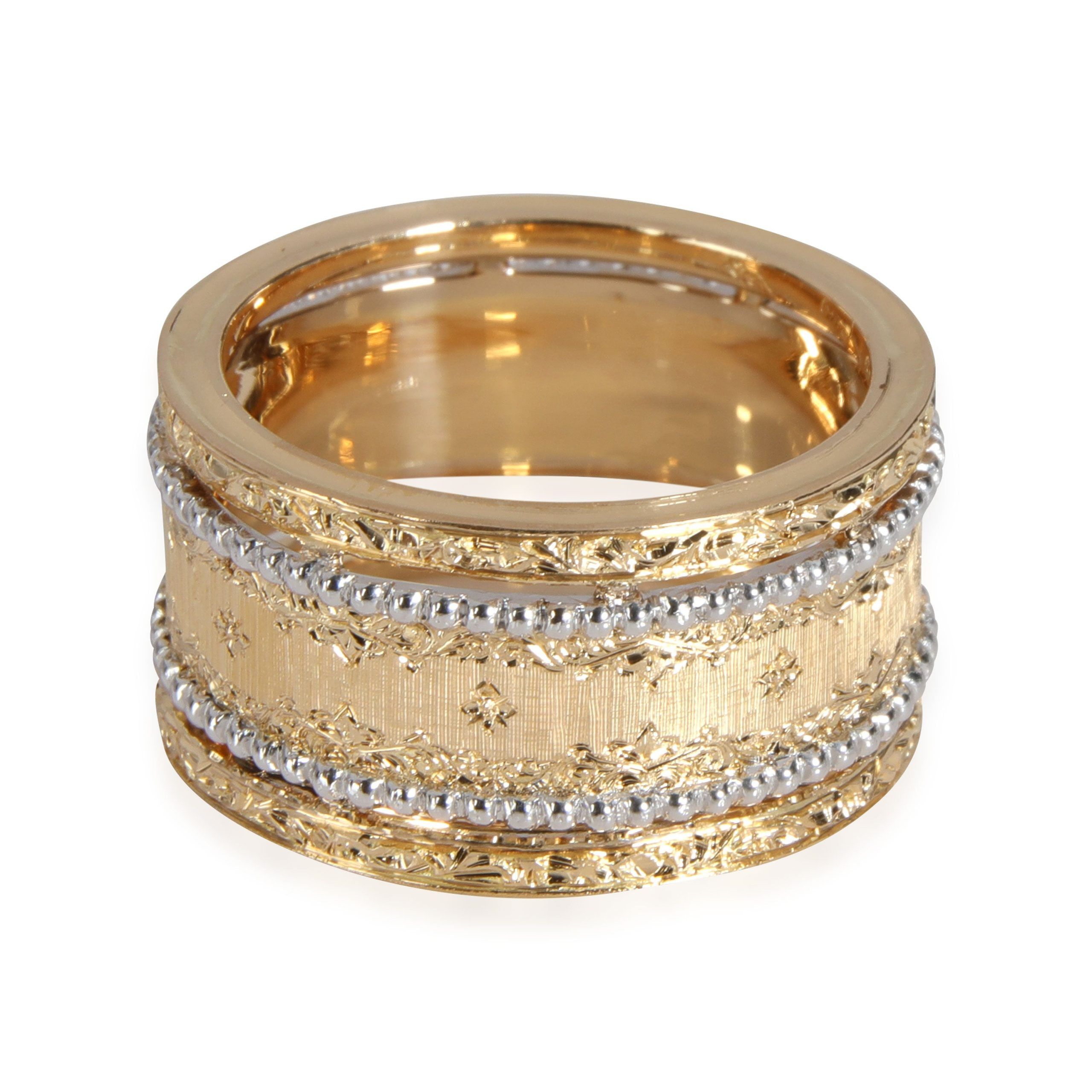 image of Tiffany Co Buccellati Bead & Lace Design Band In 18K White Gold/yellow Gold, Women's