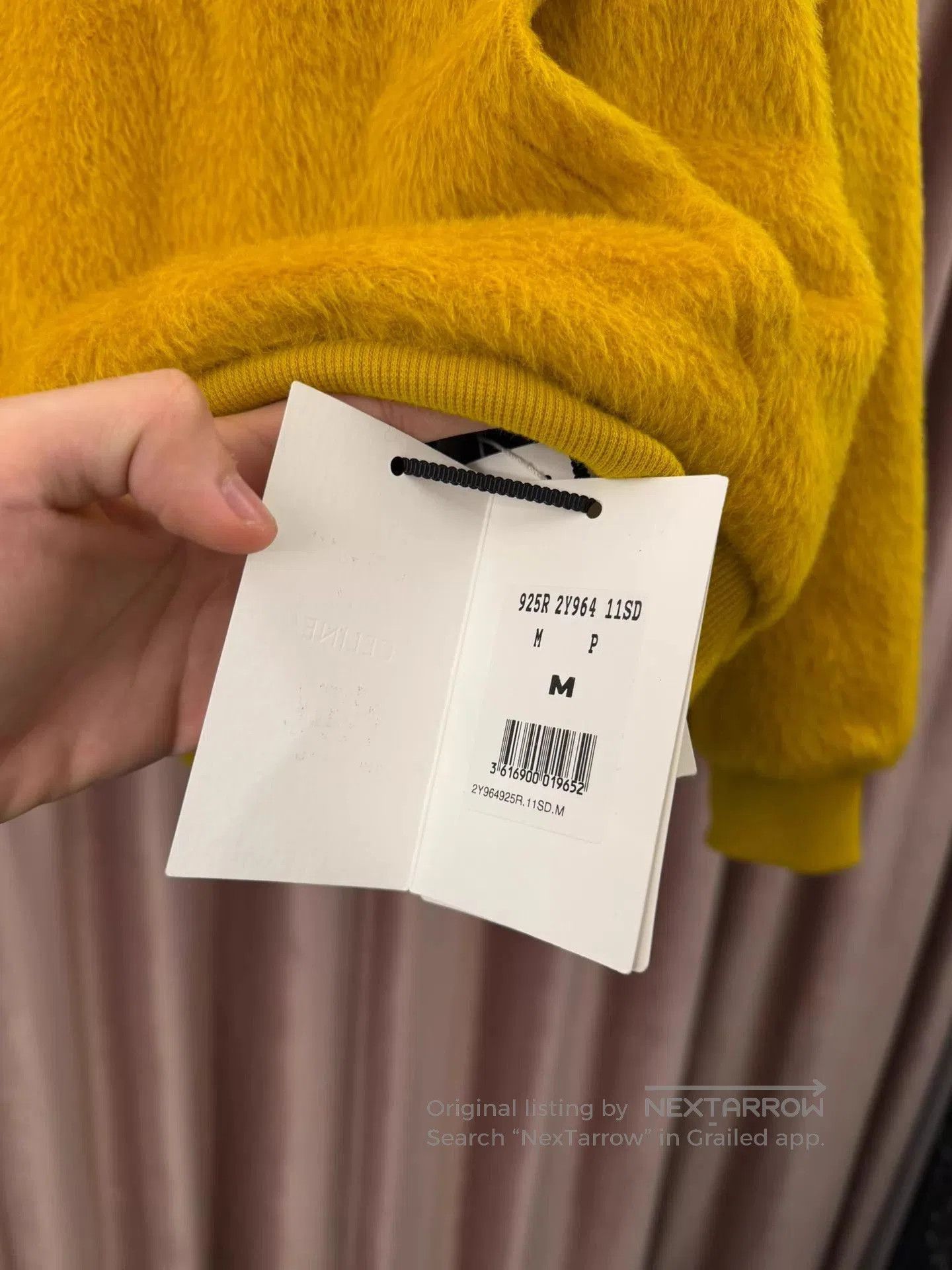 Celine Yellow Fuzzy Hoodie with Drawstring and Pouch Pocket. Size US M / EU 48-50 / 2 - 5 Thumbnail