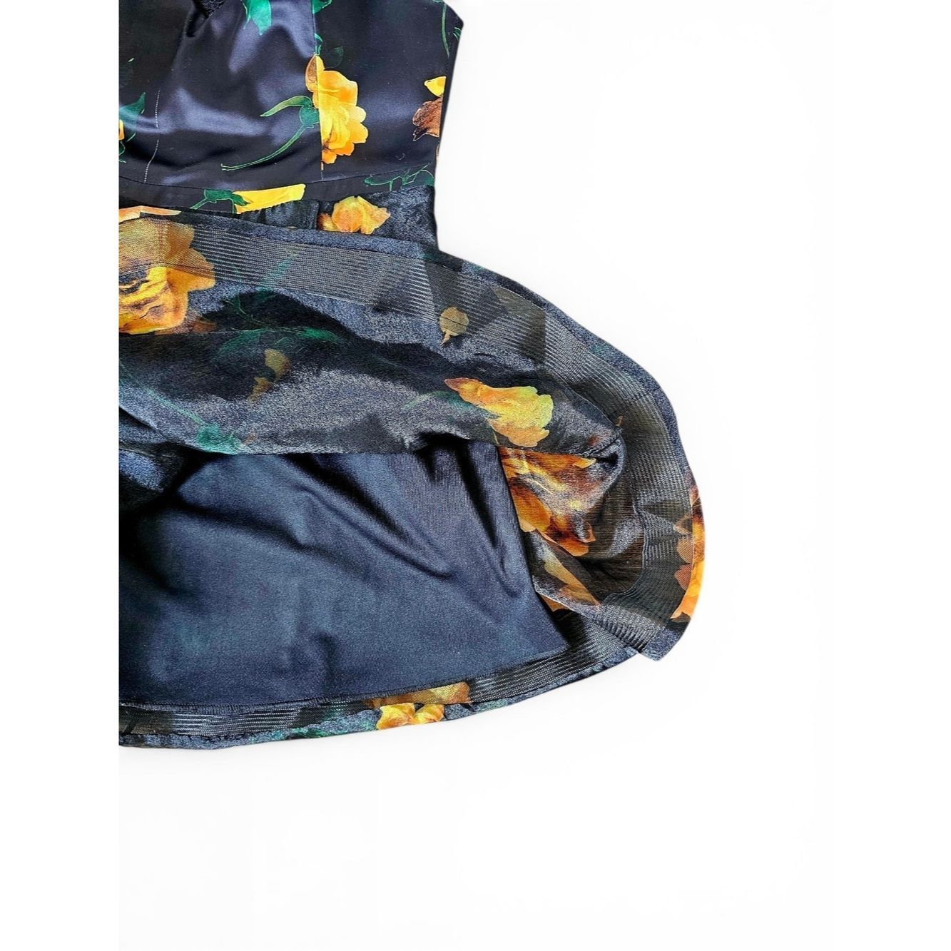 Other Weraberto Black Floral Organza Party Dress Ruffle Sleeve Fi Size XL / US 12-14 / IT 48-50 - 3 Thumbnail
