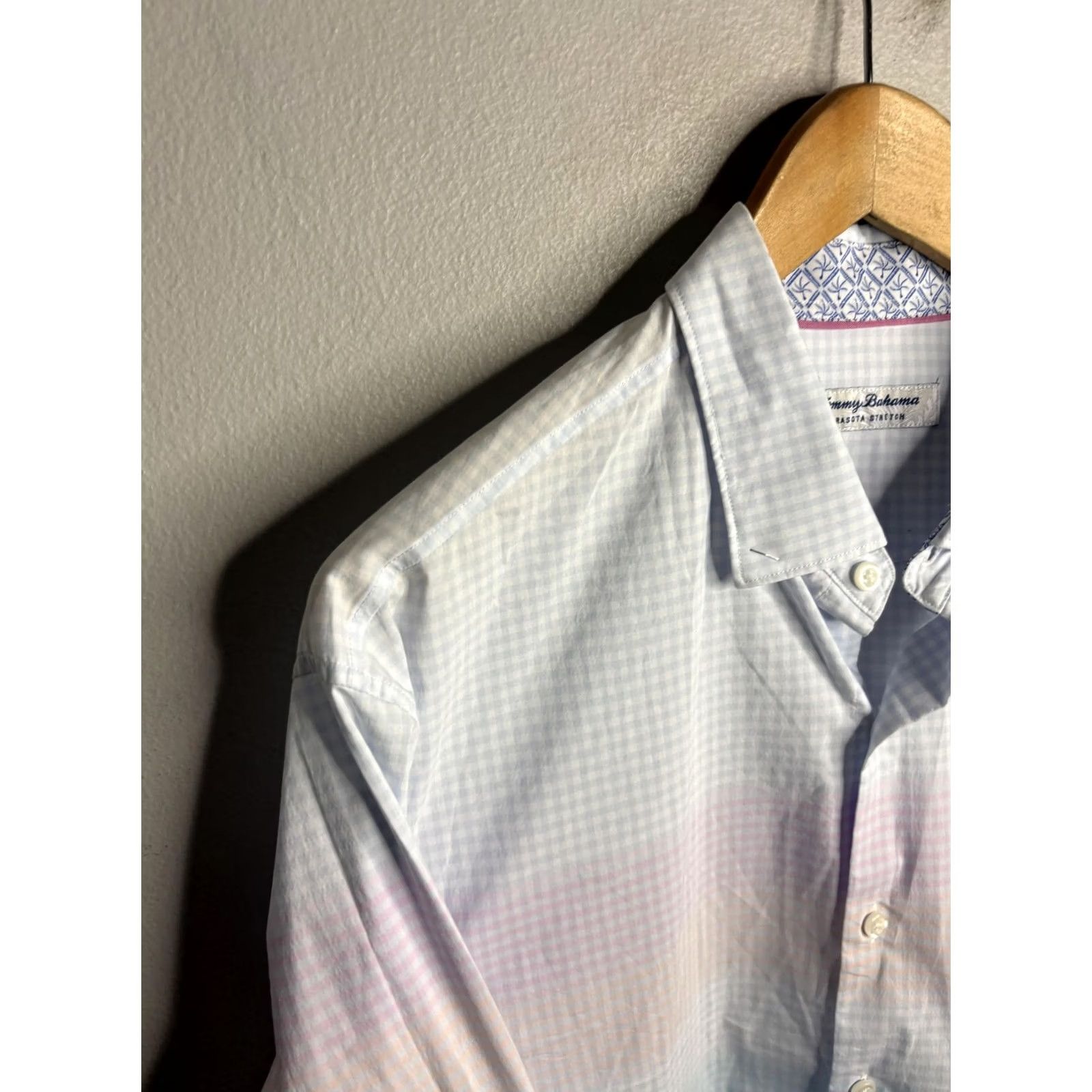 Tommy Bahama VINTAGE Tommy Bahama Shirt Mens Large Blue Sarasota Stretch Gingham Pastel Ombre Cotton Size US L / EU 52-54 / 3 - 2 Thumbnail