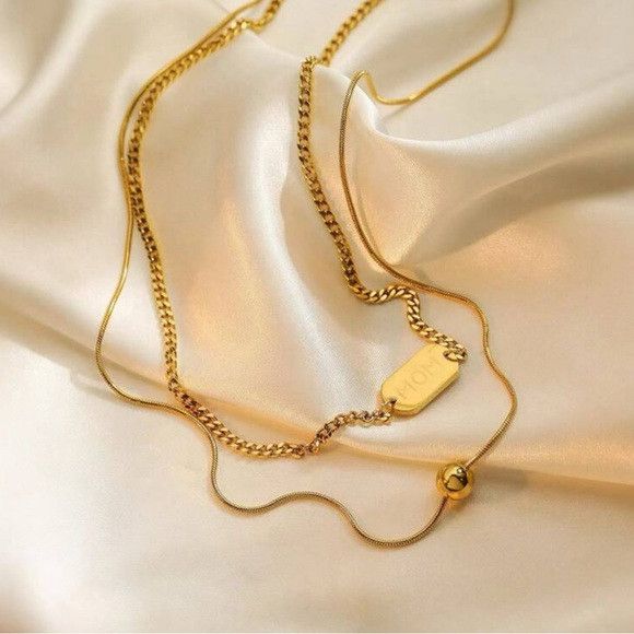 Other Women Stainless Steel Double Layer Necklace Size ONE SIZE - 5 Thumbnail