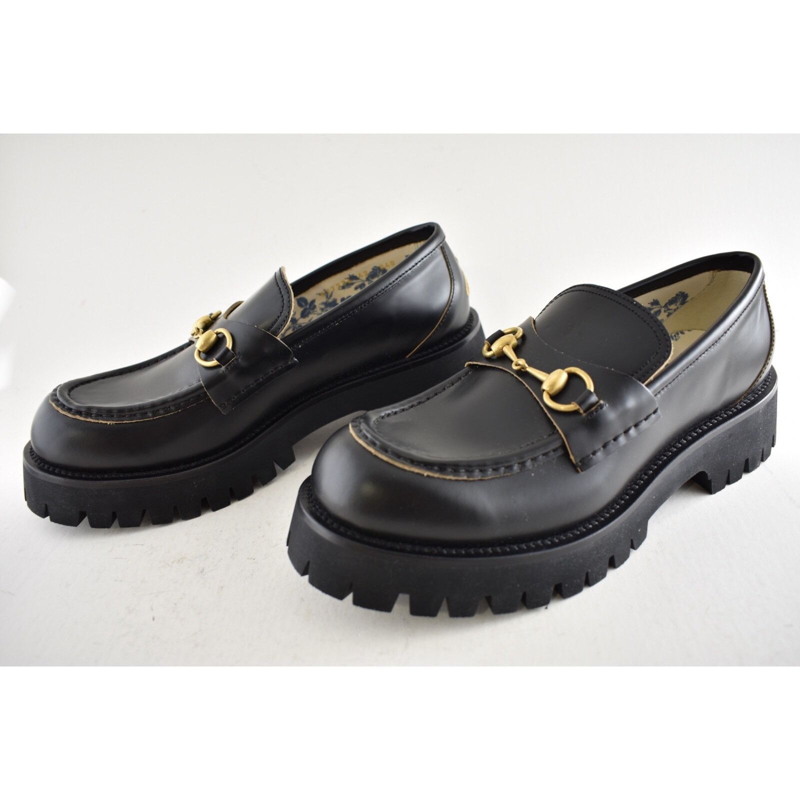 Gucci Gucci Cordovan Black Leather Horsebit Lug Sole Flat Platform Size US 8.5 / IT 38.5 - 14 Thumbnail