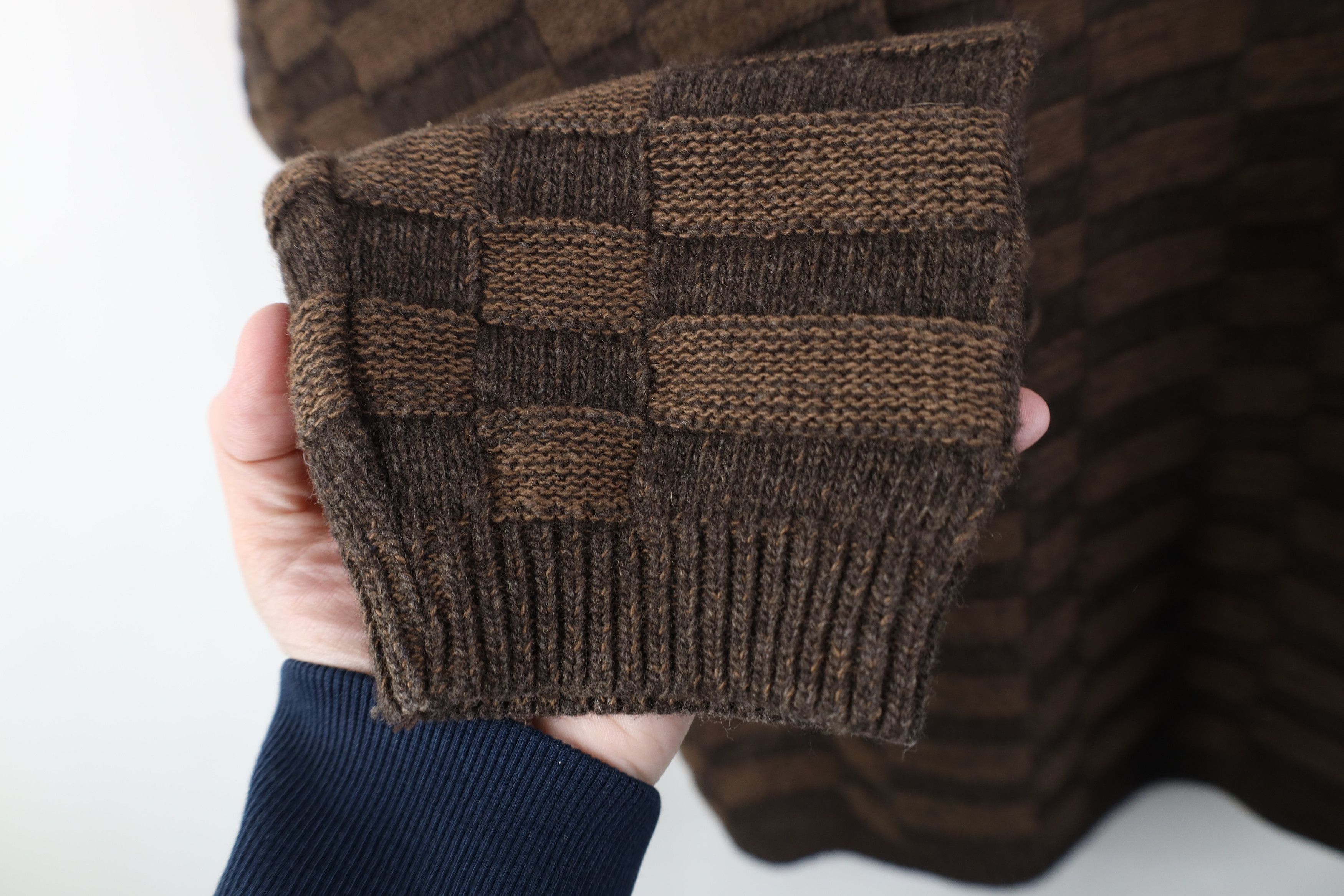 Vintage Vintage 90s Streetwear Weave Knit Crewneck Sweater Brown Size US M / EU 48-50 / 2 - 5 Thumbnail