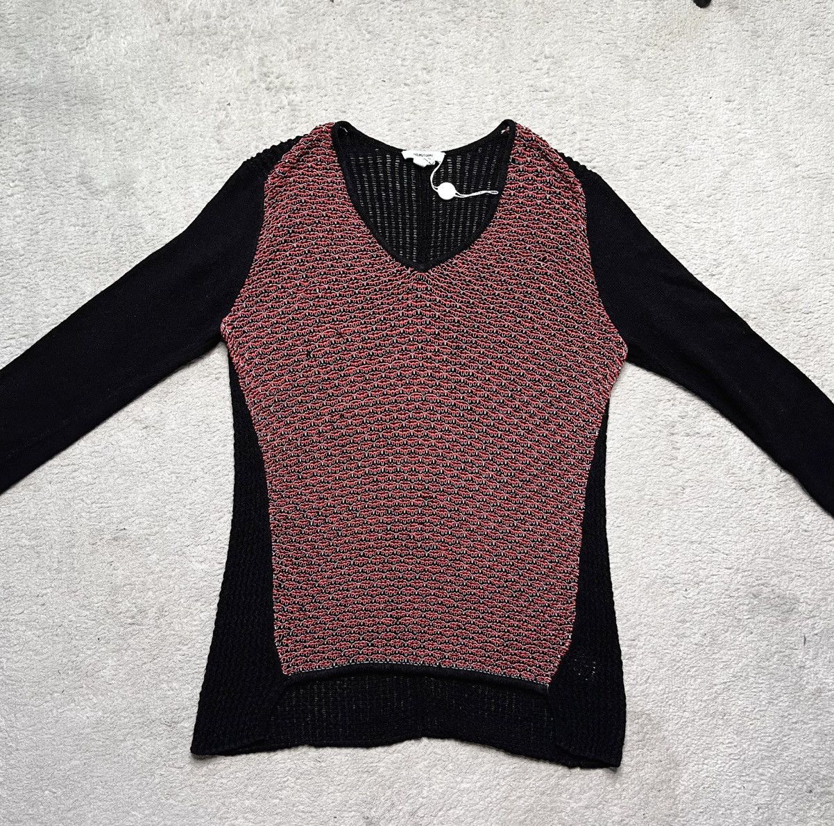 Helmut Lang Vintage Red Black sweater thin, transparent Helmut Lang Size M / US 6-8 / IT 42-44 - 3 Thumbnail