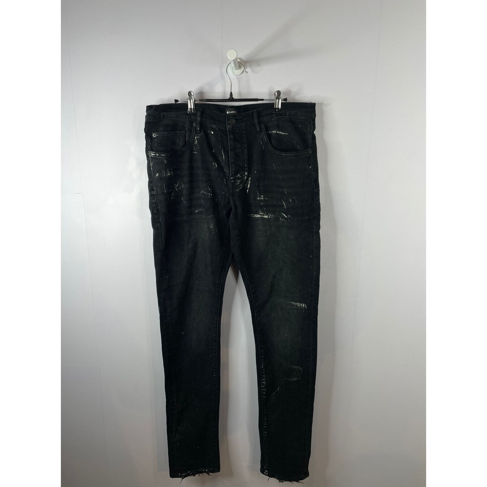 Purple Brand Purple Jeans Black Silver Splatter Used 34 Size US 34 / EU 50 - 1 Thumbnail
