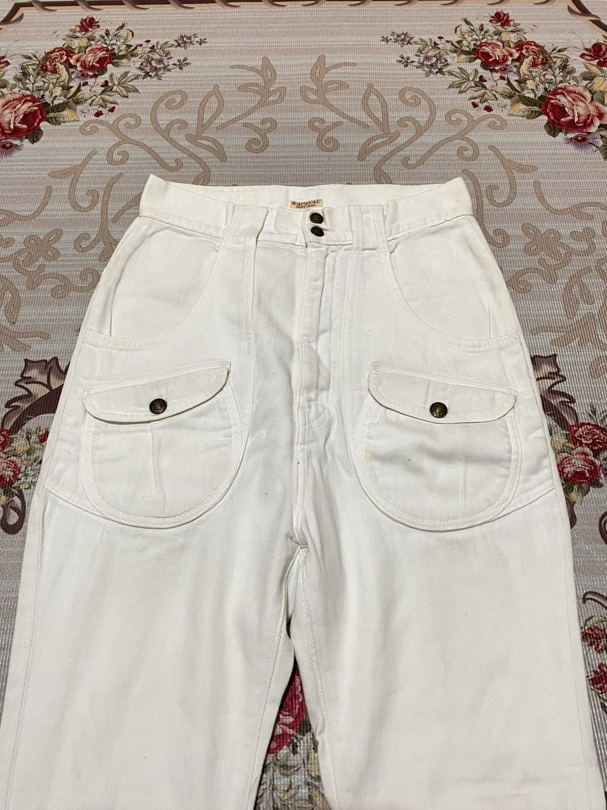 Kapital Kapital Monkey Walt Buckle Back White Pants Size US 27 - 3 Thumbnail