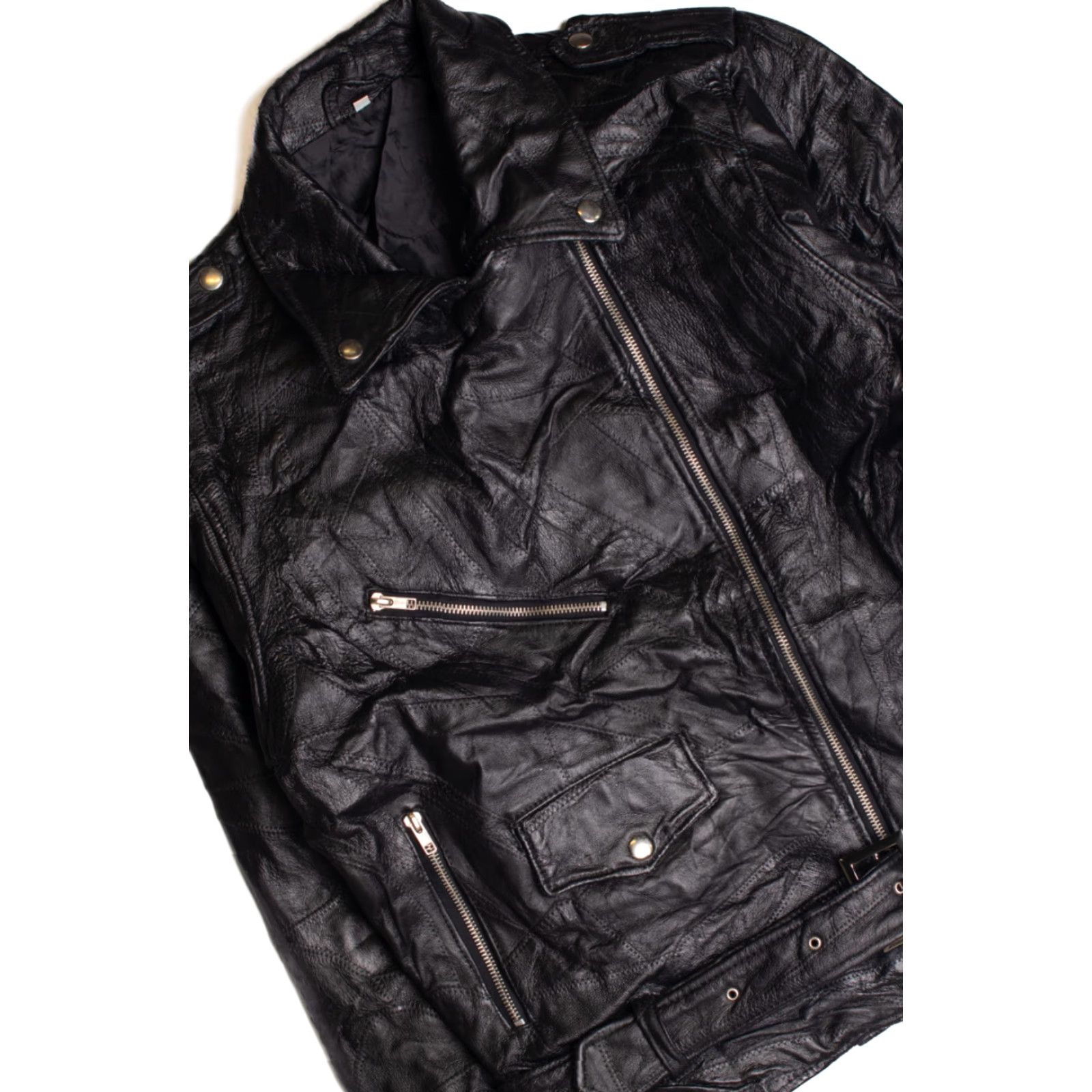 Vintage VINTAGE Patchwork Leather Motorcycle Jacket Black Large Biker Style 362 Size US L / EU 52-54 / 3 - 2 Thumbnail