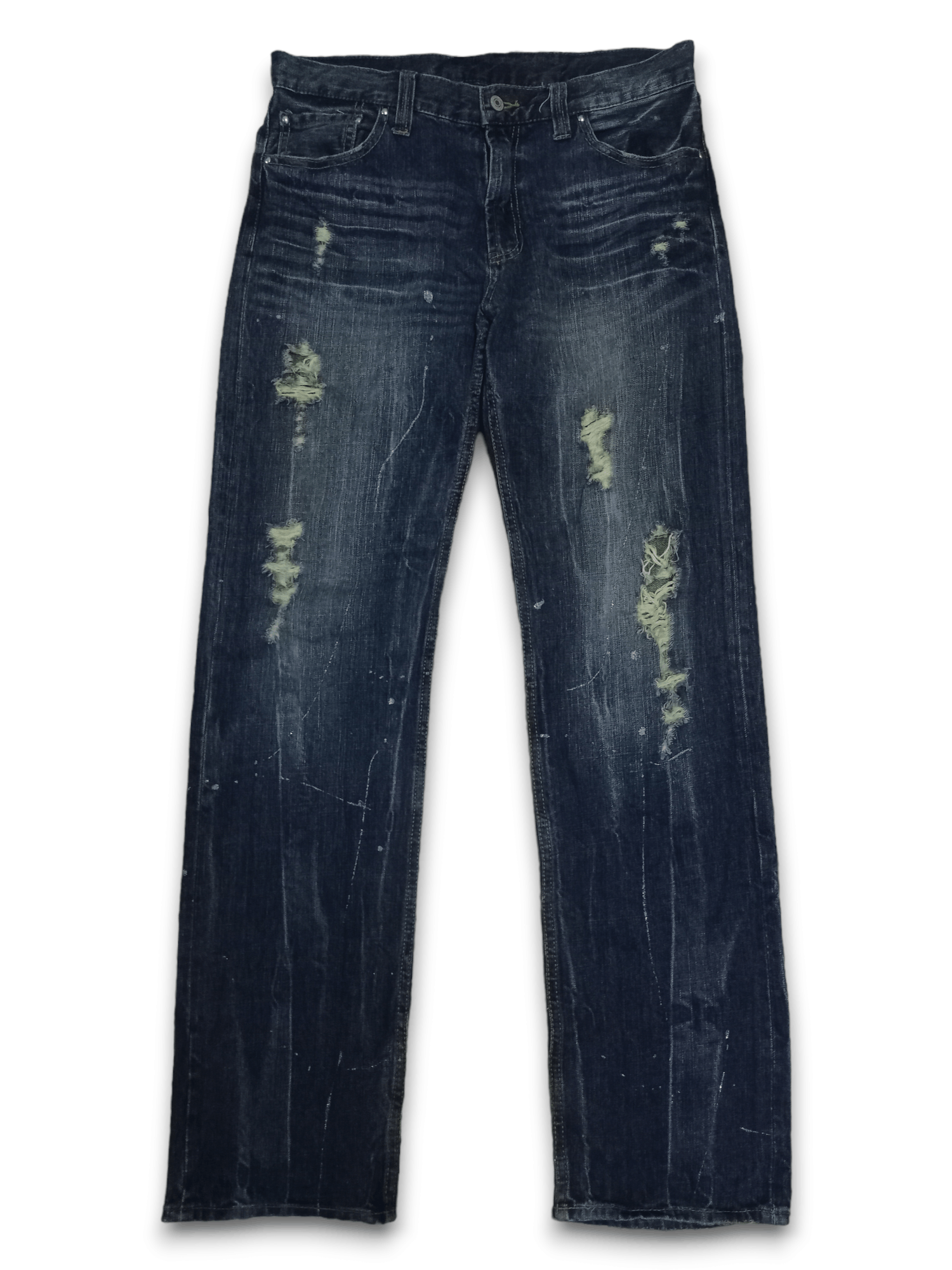 Japanese Brand Vintage Japanese Brand Indigo Wash Distressed Loose Jeans Size US 33 - 1 Thumbnail