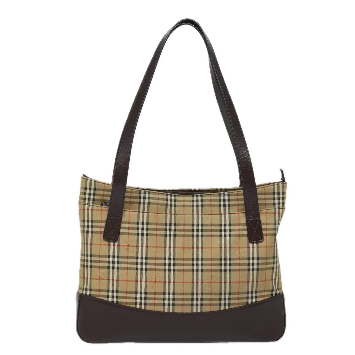 Nova Check Beige Canvas Shoulder Bag (Pre-Owned)