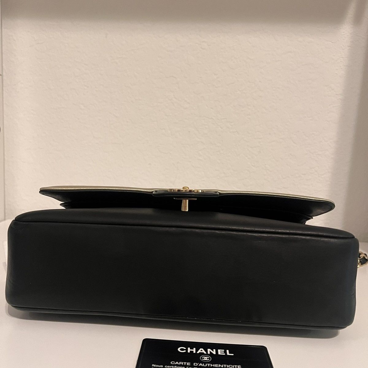 Chanel Black/Gold Leather Pure Classic Medium Double Flap Bag Size ONE SIZE - 7 Thumbnail
