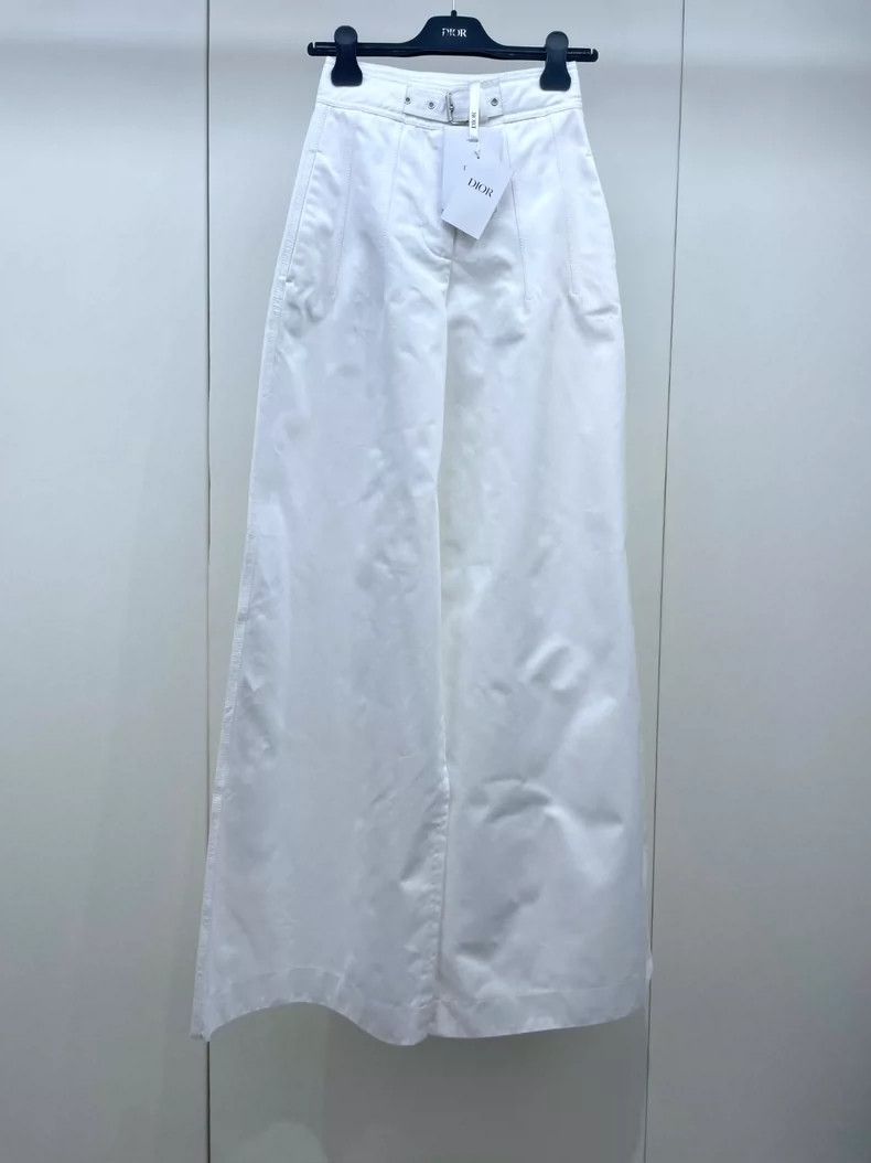 Dior Dior White denim belt wide-leg trousers 2504-Nextarrow Size 42" / US 20 - 1 Thumbnail