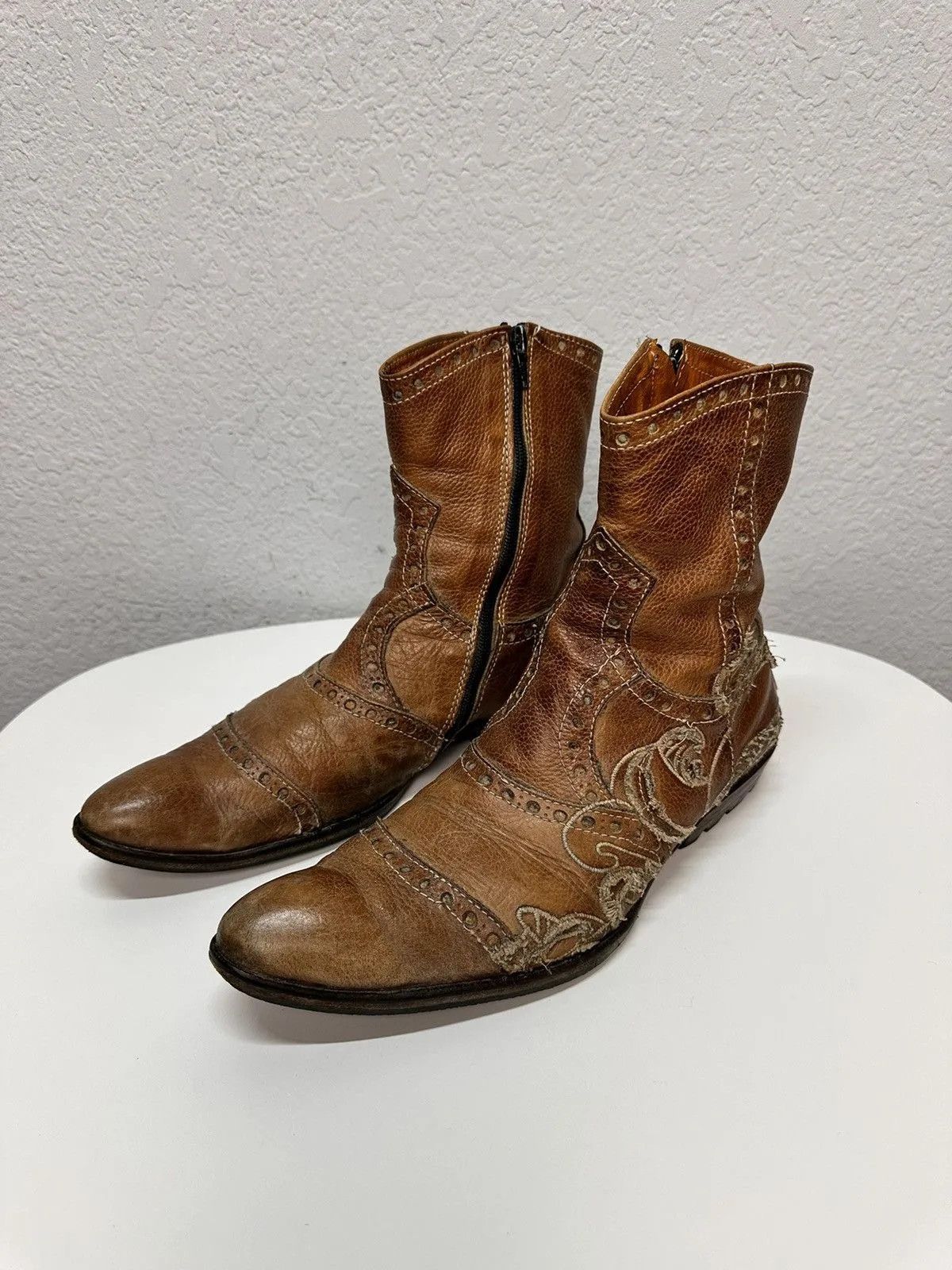 14th Addiction Western Archive Brown Leather Military Boots Vintage AS 98 Size US 7 / EU 40 - 3 Thumbnail