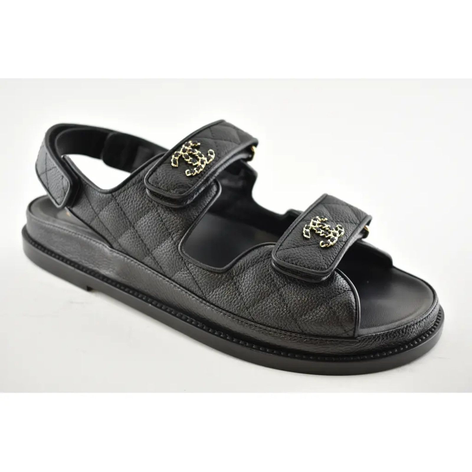 Chanel Chanel REV Black Caviar Gold CC Logo Mule Slide Strap Size US 9 / IT 39 - 5 Thumbnail
