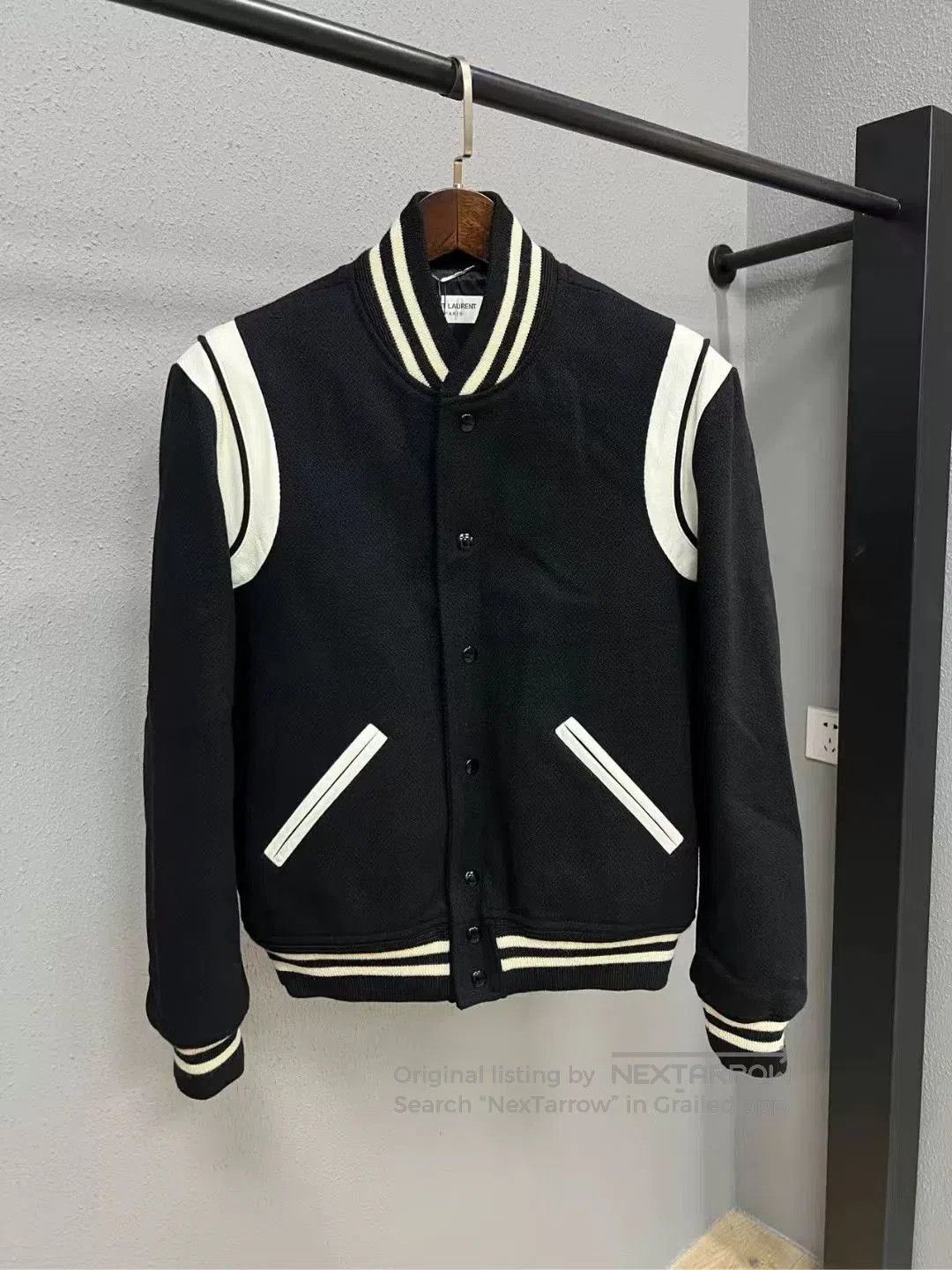 Saint Laurent Paris Saint Laurent SLP Black White Leather Baseball Jacket. Size US M / EU 48-50 / 2 - 1 Thumbnail
