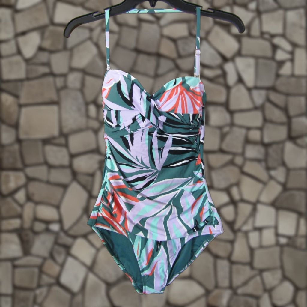 Vintage Anne Cole Floral One Piece Swimsuit Women's Size S Multicolor Tropical Upf50 Tank Beach
