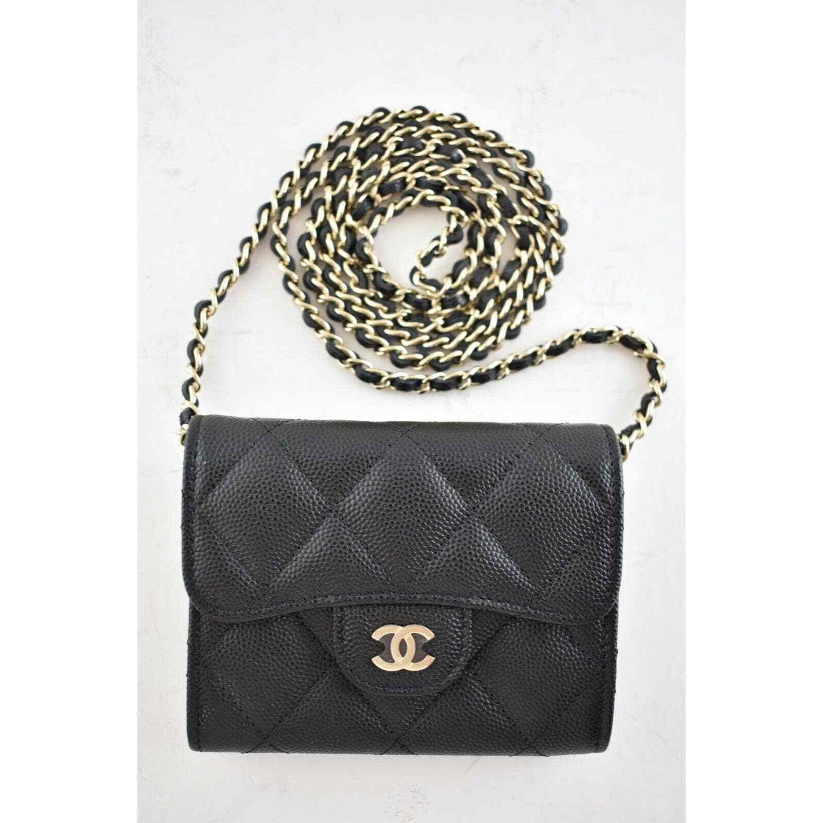 Chanel Chanel Mini Wallet On Chain Gold Card Shoulder Crossbody Bag Size ONE SIZE - 1 Thumbnail