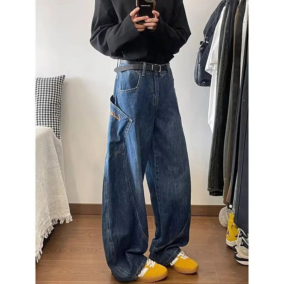Japanese Brand Retro loose embroidered patchwork jeans Size US 32 / EU 48 - 6 Thumbnail