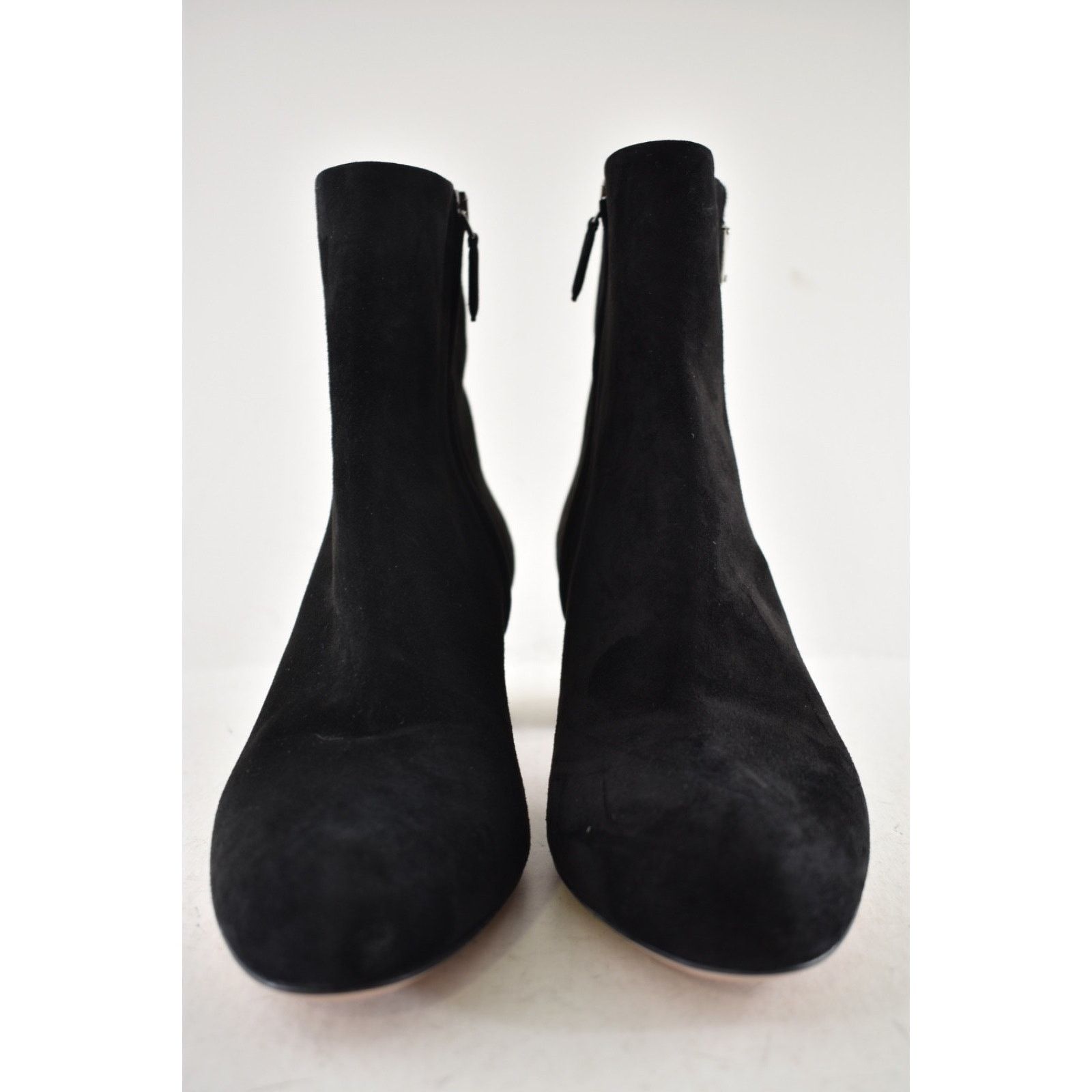 Prada Prada 55MM Tronch Black Suede Silver Logo Short Ankle Size US 8.5 / IT 38.5 - 6 Thumbnail