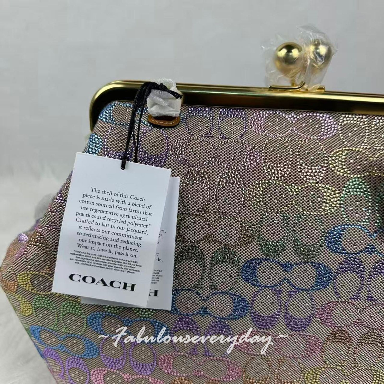 Coach Coach Large Kisslock Frame Crystal Sig Jacquard Rainbow Size ONE SIZE - 6 Thumbnail