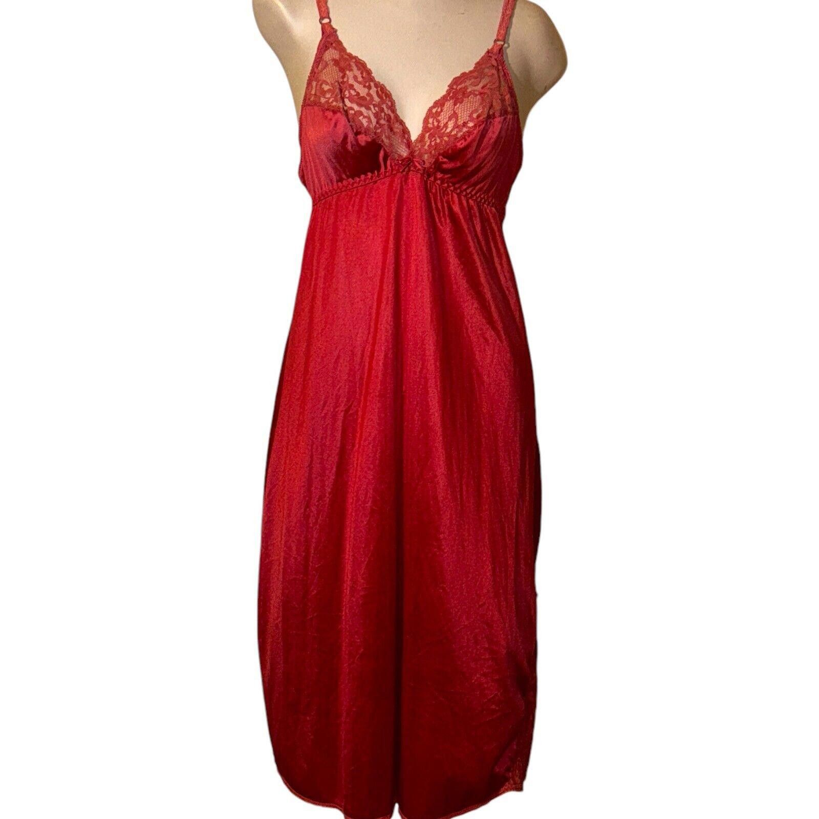 Designer Vintage Pink Salmon Lacy Nylon Slip Nightgown By JCP Sz M Size ONE SIZE - 1 Thumbnail