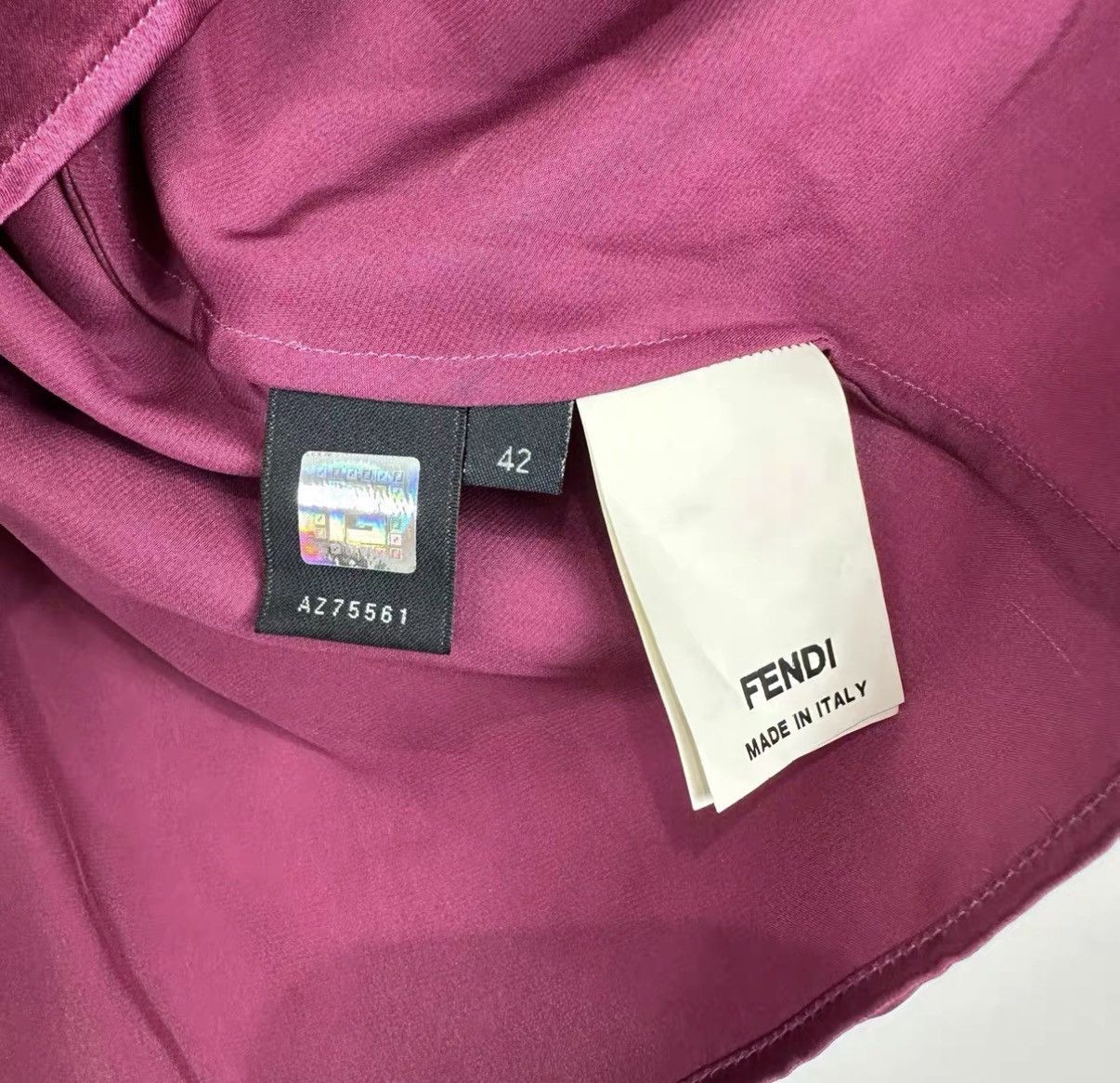 Fendi Fendi Solid Silk Long Sleeve Shirt J42 Size M / US 6-8 / IT 42-44 - 4 Thumbnail
