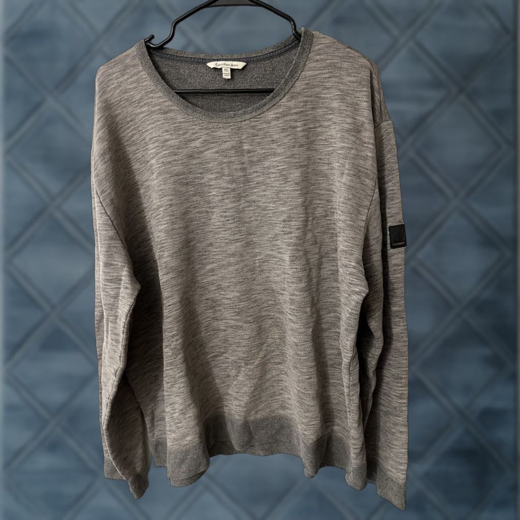 Calvin Klein VINTAGE Calvin Klein Crew Neck Sweater Shirt Mens 2XL Gray Knit 100% Cotton Classic Logo, 90s? Size US XXL / EU 58 / 5 - 1 Thumbnail