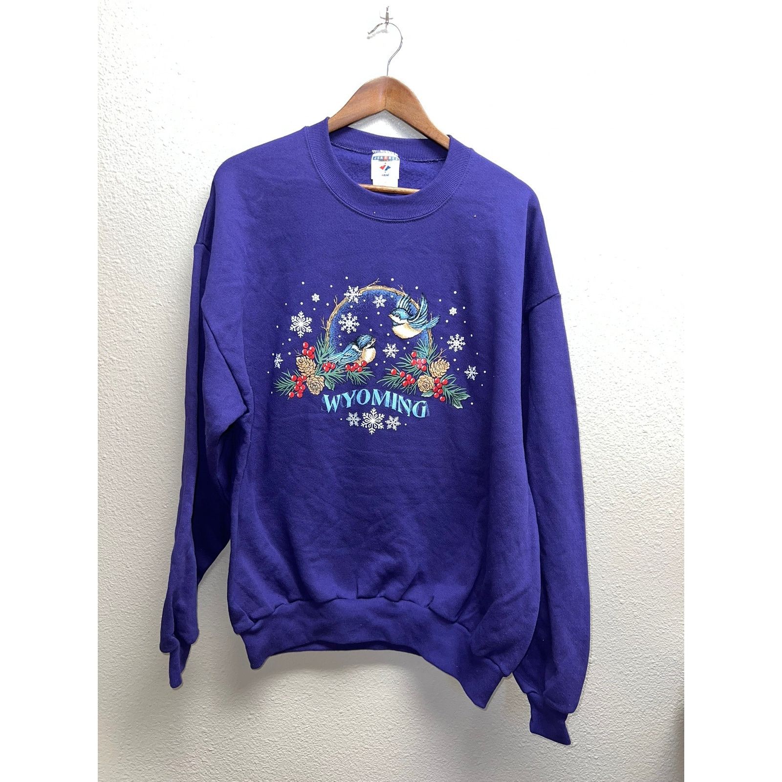 Jerzees Vintage Wyoming Sweatshirt Purple Bird Winter Crewneck 90s X Size US XL / EU 56 / 4 - 1 Thumbnail