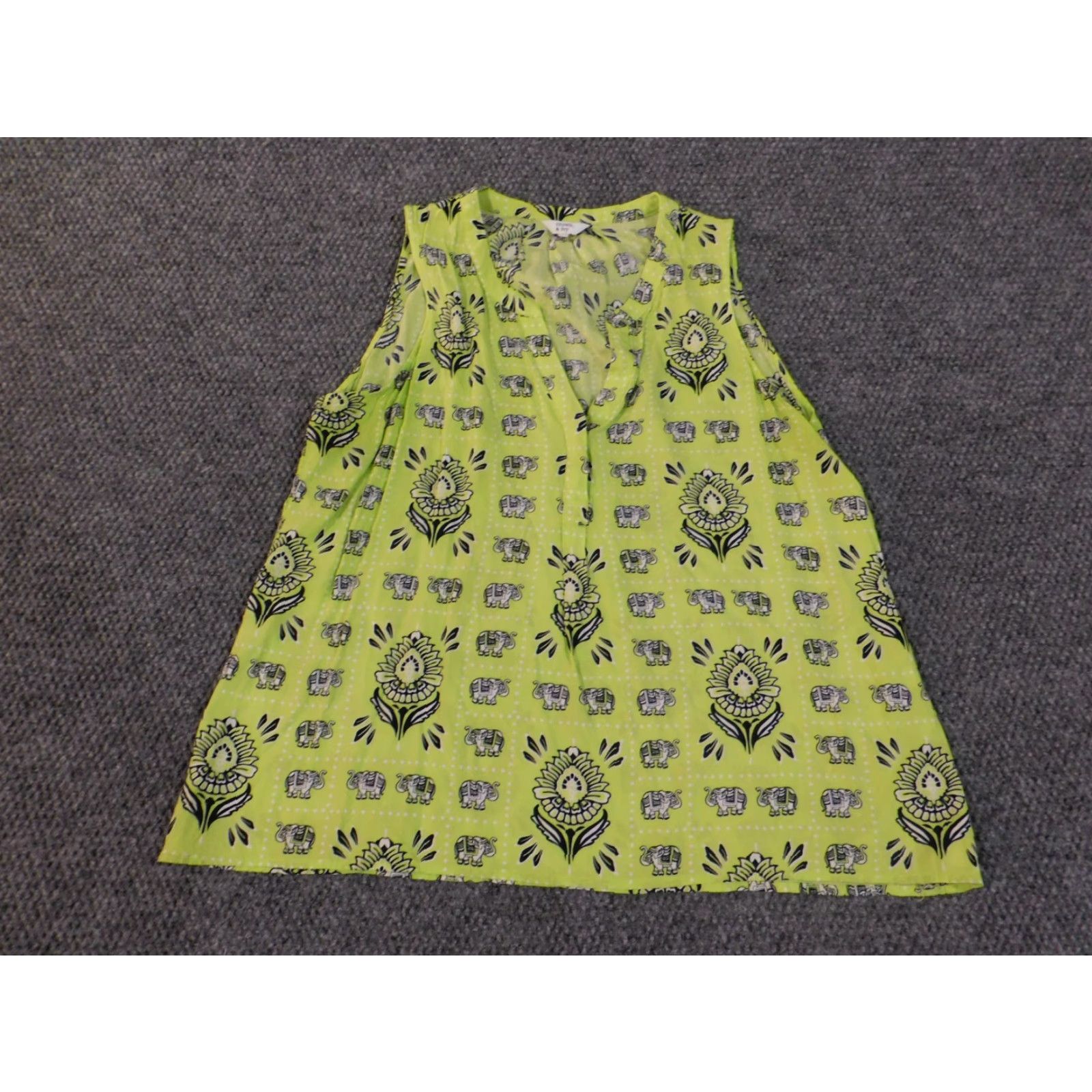 Vintage Crown & Ivy Blouse XL Women V-Neck Geometric Rayon Sleeveless Casual Top Green Floral Pattern Size XL / US 12-14 / IT 48-50 - 3 Thumbnail