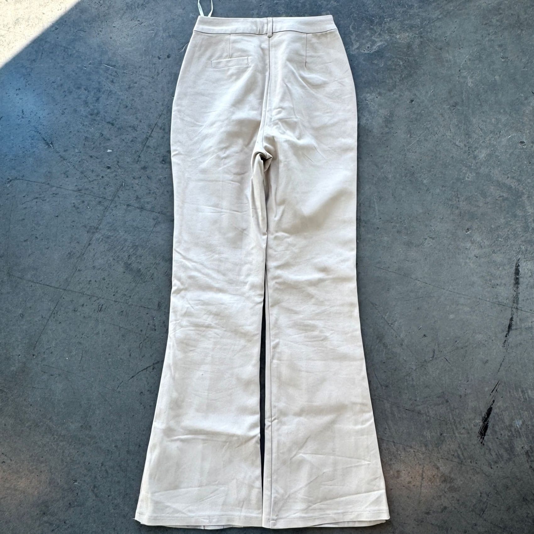 Vintage VINTAGE Club London Wide Leg Flare Trouser Women’s Cream Beige Pants SZ 4 MSRP 25 Women Size 27" / US 4 / IT 40 - 2 Thumbnail