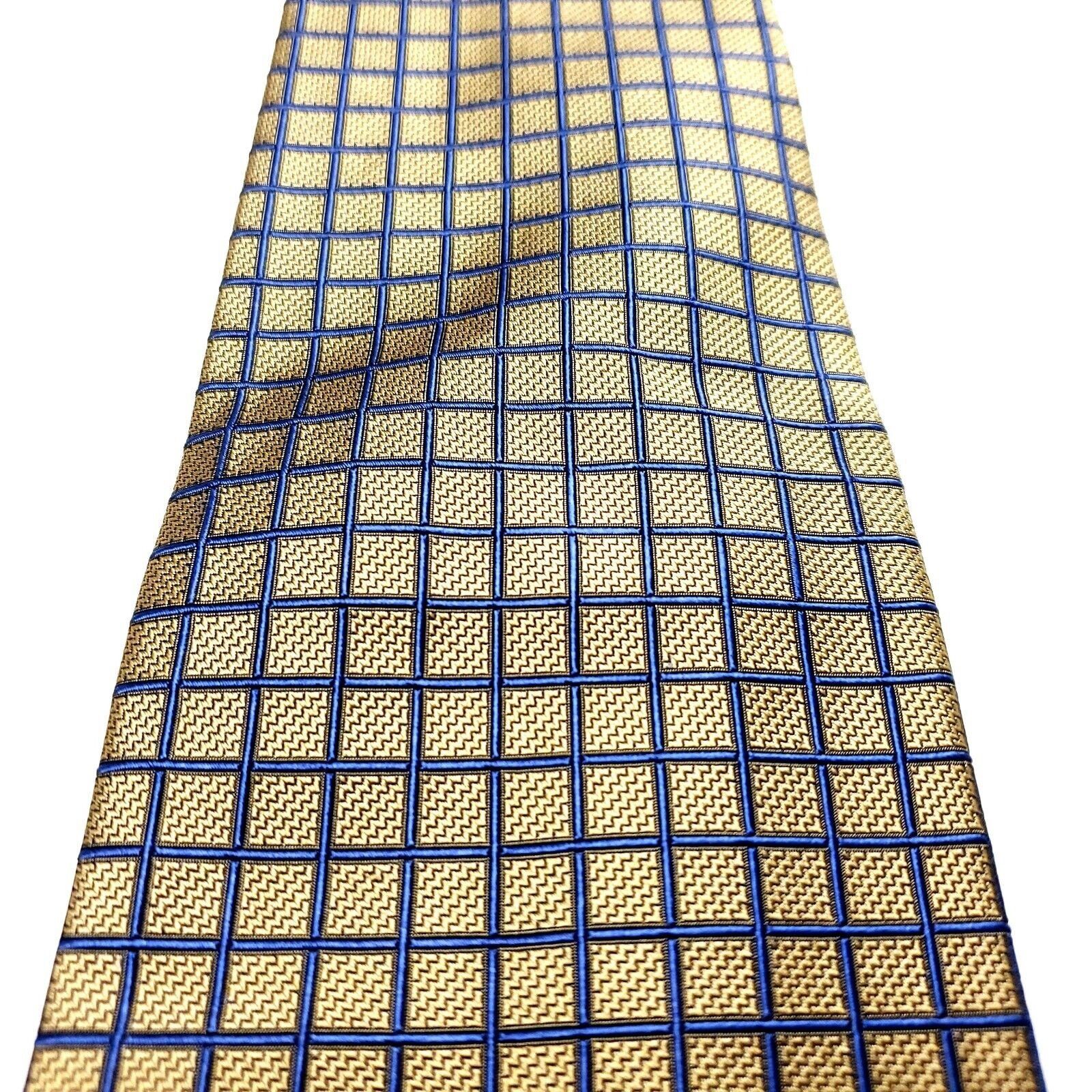 Lands' End Lands End Silk Tie Gold Blue Woven Geometric USA Size ONE SIZE - 2 Thumbnail