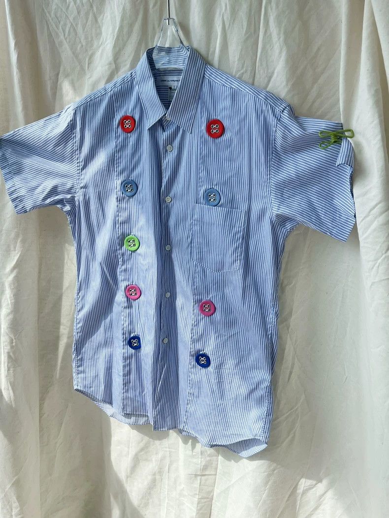 Comme des Garcons Comme Des Garcons Blue and white striped short sleeve shir Size US S / EU 44-46 / 1 - 3 Thumbnail