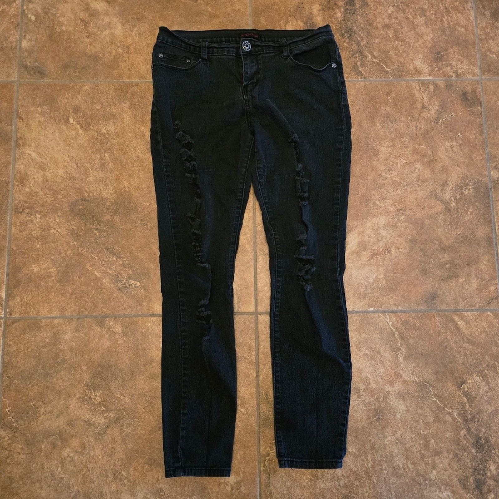 Other Black | SILVER CRUSH | Distressed Skinny Jean Size 34" / US 12 / IT 48 - 1 Thumbnail