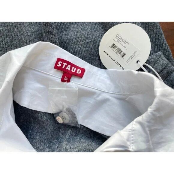 Staud NWT $295 STAUD Wallis Ribbed Cropped Cardigan Sweater Gray Size M / US 6-8 / IT 42-44 - 4 Thumbnail